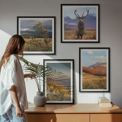 Dekorativni komplet zidnih slika planinski krajolici s motivom jelenje trave
