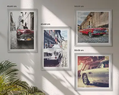 Klasični automobili u gradovima set od 4 slike u okviru