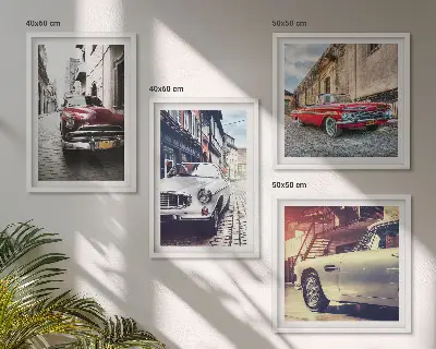Klasični automobili u gradovima set od 4 slike u okviru