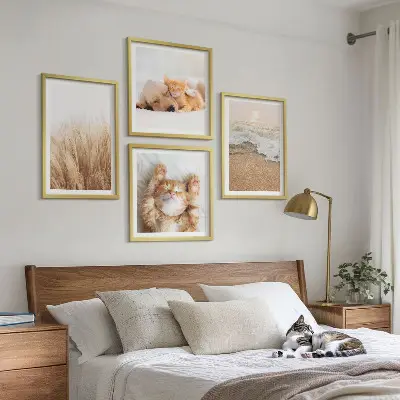 Dekorativni komplet zidnih slika slatke životinje s motivima mačaka, pasa i plaže
