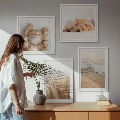 Dekorativni komplet zidnih slika slatke životinje s motivima mačaka, pasa i plaže