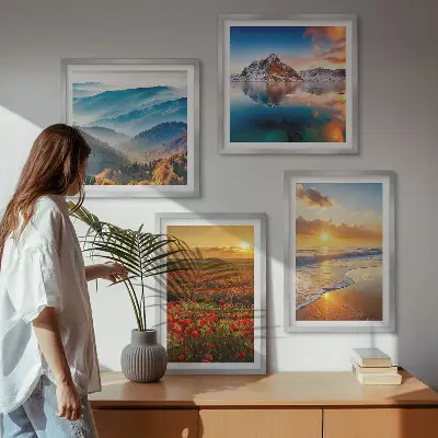Komplet slika za spavaću sobu s motivima planinskih i morskih krajolika na zapadu