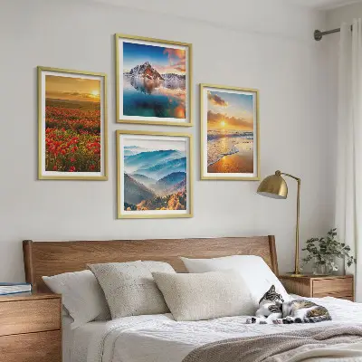 Komplet slika za spavaću sobu s motivima planinskih i morskih krajolika na zapadu