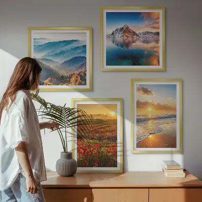 Komplet slika za spavaću sobu s motivima planinskih i morskih krajolika na zapadu