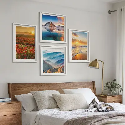 Komplet slika za spavaću sobu s motivima planinskih i morskih krajolika na zapadu