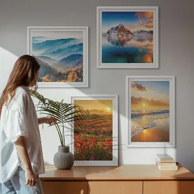 Komplet slika za spavaću sobu s motivima planinskih i morskih krajolika na zapadu