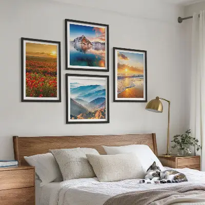 Komplet slika za spavaću sobu s motivima planinskih i morskih krajolika na zapadu