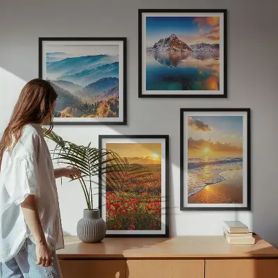 Komplet slika za spavaću sobu s motivima planinskih i morskih krajolika na zapadu