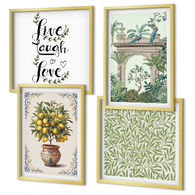 Set 4 slike u okviru Zeleno lišće egzotičnih biljaka
