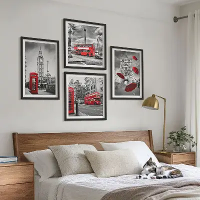Dekorativni komplet slika za zid svijetla pozadina s motivom listova ginka