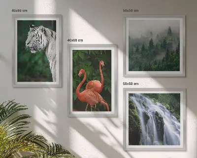 Komplet slika za spavaću sobu s motivom tigrova, vodopada, plamenaca i prirode