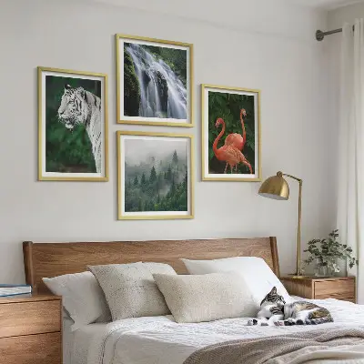 Komplet slika za spavaću sobu s motivom tigrova, vodopada, plamenaca i prirode