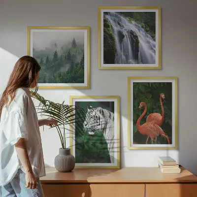 Komplet slika za spavaću sobu s motivom tigrova, vodopada, plamenaca i prirode