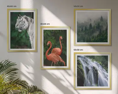 Komplet slika za spavaću sobu s motivom tigrova, vodopada, plamenaca i prirode
