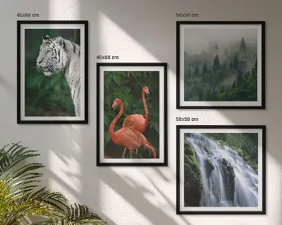 Komplet slika za spavaću sobu s motivom tigrova, vodopada, plamenaca i prirode