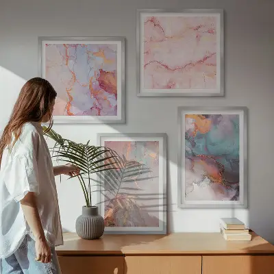 Apstraktni pastelni uzorci set od 4 slike u okviru