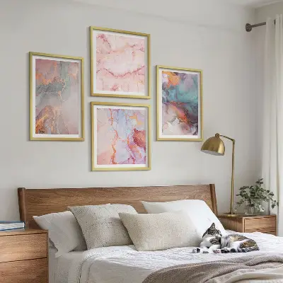 Apstraktni pastelni uzorci set od 4 slike u okviru