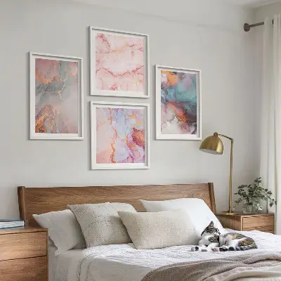 Apstraktni pastelni uzorci set od 4 slike u okviru
