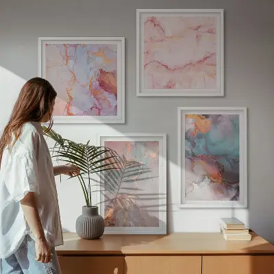 Apstraktni pastelni uzorci set od 4 slike u okviru