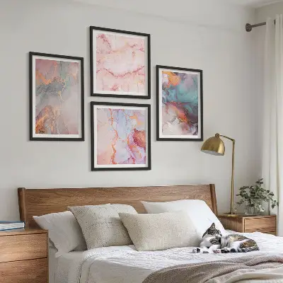 Apstraktni pastelni uzorci set od 4 slike u okviru