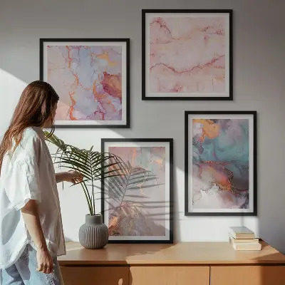 Apstraktni pastelni uzorci set od 4 slike u okviru