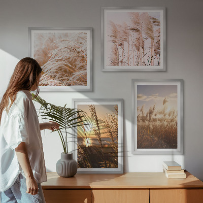 Komplet slika za spavaću sobu Zalazak sunca u boho travnatom polju