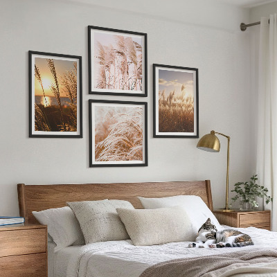 Komplet slika za spavaću sobu Zalazak sunca u boho travnatom polju