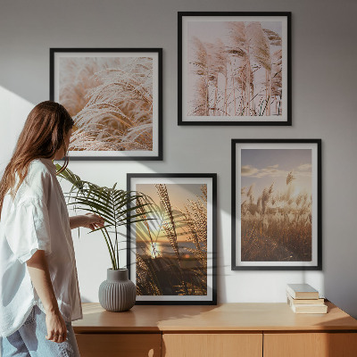 Komplet slika za spavaću sobu Zalazak sunca u boho travnatom polju