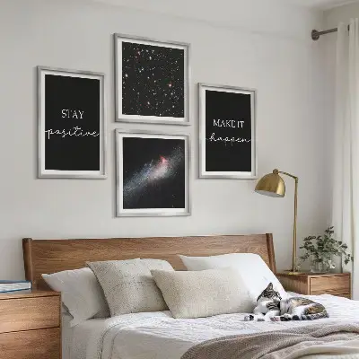 Komplet slika za spavaću sobu motiv motivacijskih slogana sa zvijezdama i svemirom