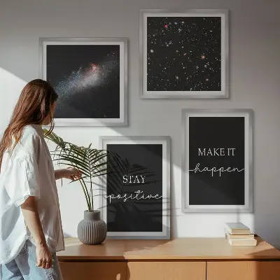 Komplet slika za spavaću sobu motiv motivacijskih slogana sa zvijezdama i svemirom