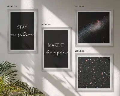 Komplet slika za spavaću sobu motiv motivacijskih slogana sa zvijezdama i svemirom
