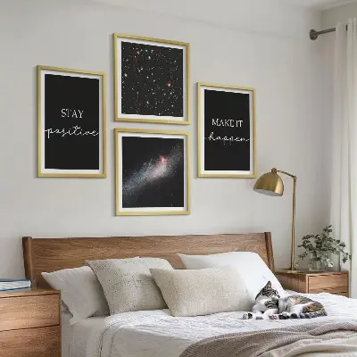 Komplet slika za spavaću sobu motiv motivacijskih slogana sa zvijezdama i svemirom