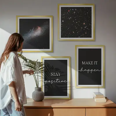 Komplet slika za spavaću sobu motiv motivacijskih slogana sa zvijezdama i svemirom