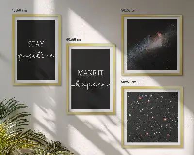 Komplet slika za spavaću sobu motiv motivacijskih slogana sa zvijezdama i svemirom