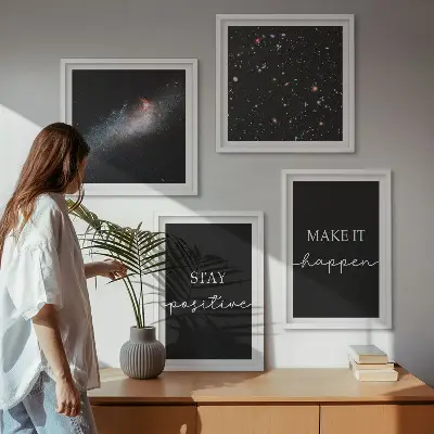 Komplet slika za spavaću sobu motiv motivacijskih slogana sa zvijezdama i svemirom