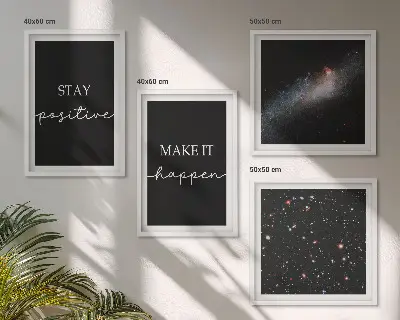 Komplet slika za spavaću sobu motiv motivacijskih slogana sa zvijezdama i svemirom