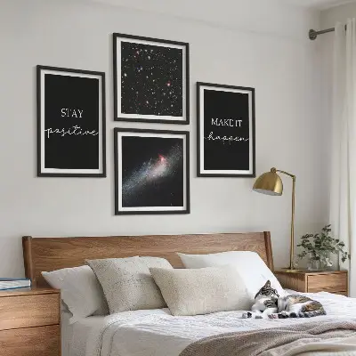 Komplet slika za spavaću sobu motiv motivacijskih slogana sa zvijezdama i svemirom