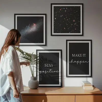 Komplet slika za spavaću sobu motiv motivacijskih slogana sa zvijezdama i svemirom
