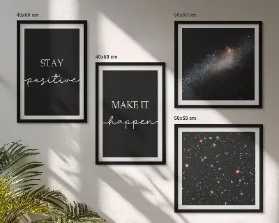 Komplet slika za spavaću sobu motiv motivacijskih slogana sa zvijezdama i svemirom