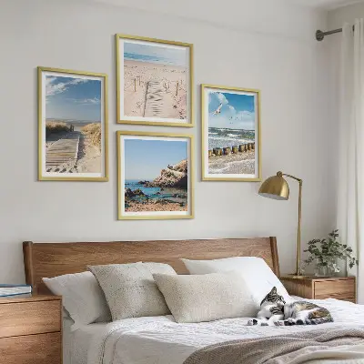 Dekorativni komplet slika za zid s motivom plaže, pijeska, valova, neba i ptica