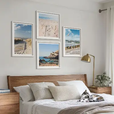 Dekorativni komplet slika za zid s motivom plaže, pijeska, valova, neba i ptica
