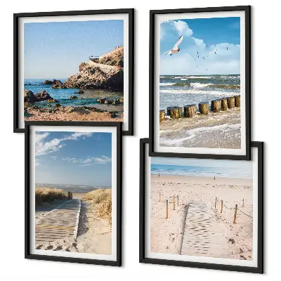 Dekorativni komplet slika za zid s motivom plaže, pijeska, valova, neba i ptica