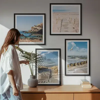 Dekorativni komplet slika za zid s motivom plaže, pijeska, valova, neba i ptica