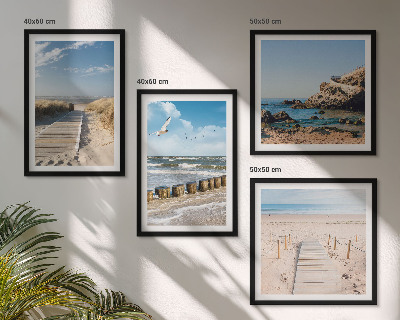 Dekorativni komplet slika za zid Plaža, pijesak, valovi, nebo, ptice