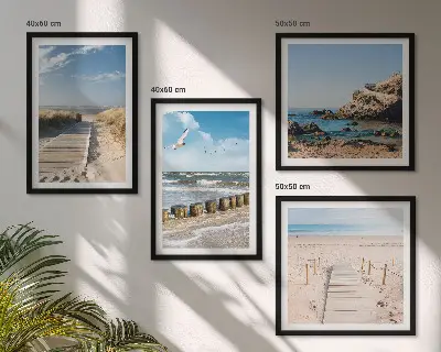 Dekorativni komplet slika za zid s motivom plaže, pijeska, valova, neba i ptica