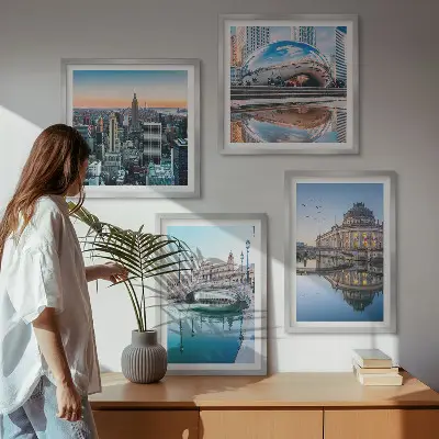 Arhitektura gradova na vodi set od 4 slike u okviru