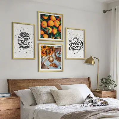 Kuhinja sočnih naranči set od 4 slike u okviru