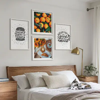Kuhinja sočnih naranči set od 4 slike u okviru