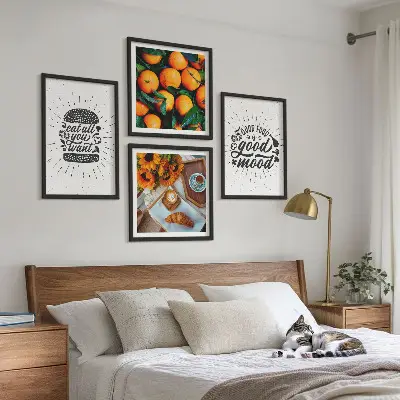 Kuhinja sočnih naranči set od 4 slike u okviru