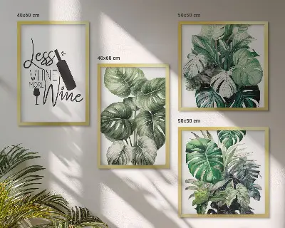 Set od 4 slike u okviru motiv zelenog lišća vinske biljke